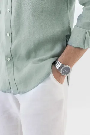 100% Linen Soft Touch Shirt in Lust Sage