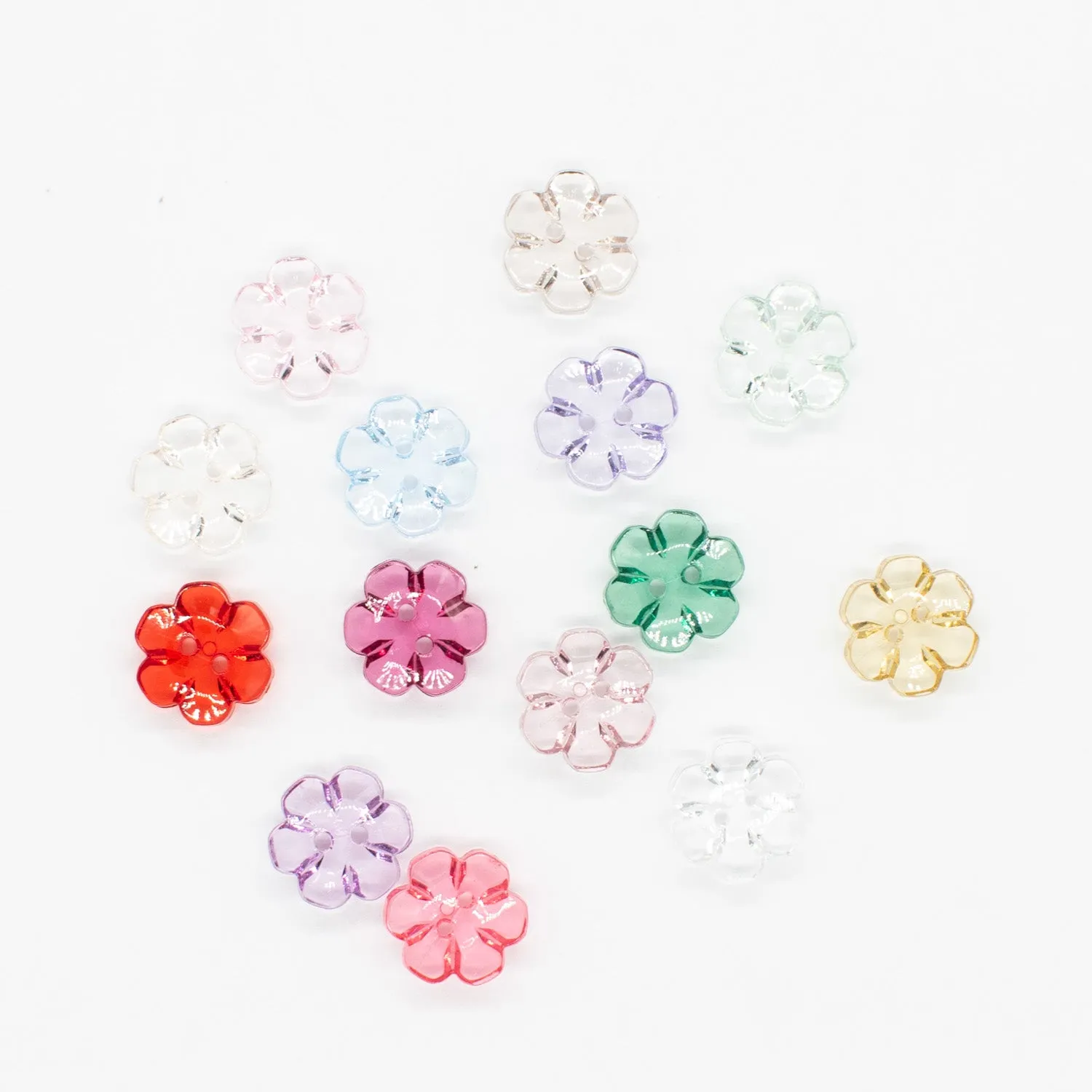 2 Hole Shiny Clear Button 15mm