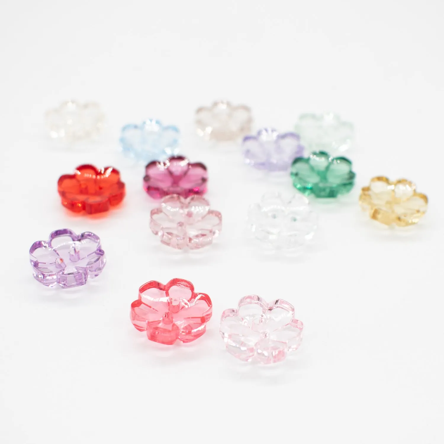 2 Hole Shiny Clear Button 15mm