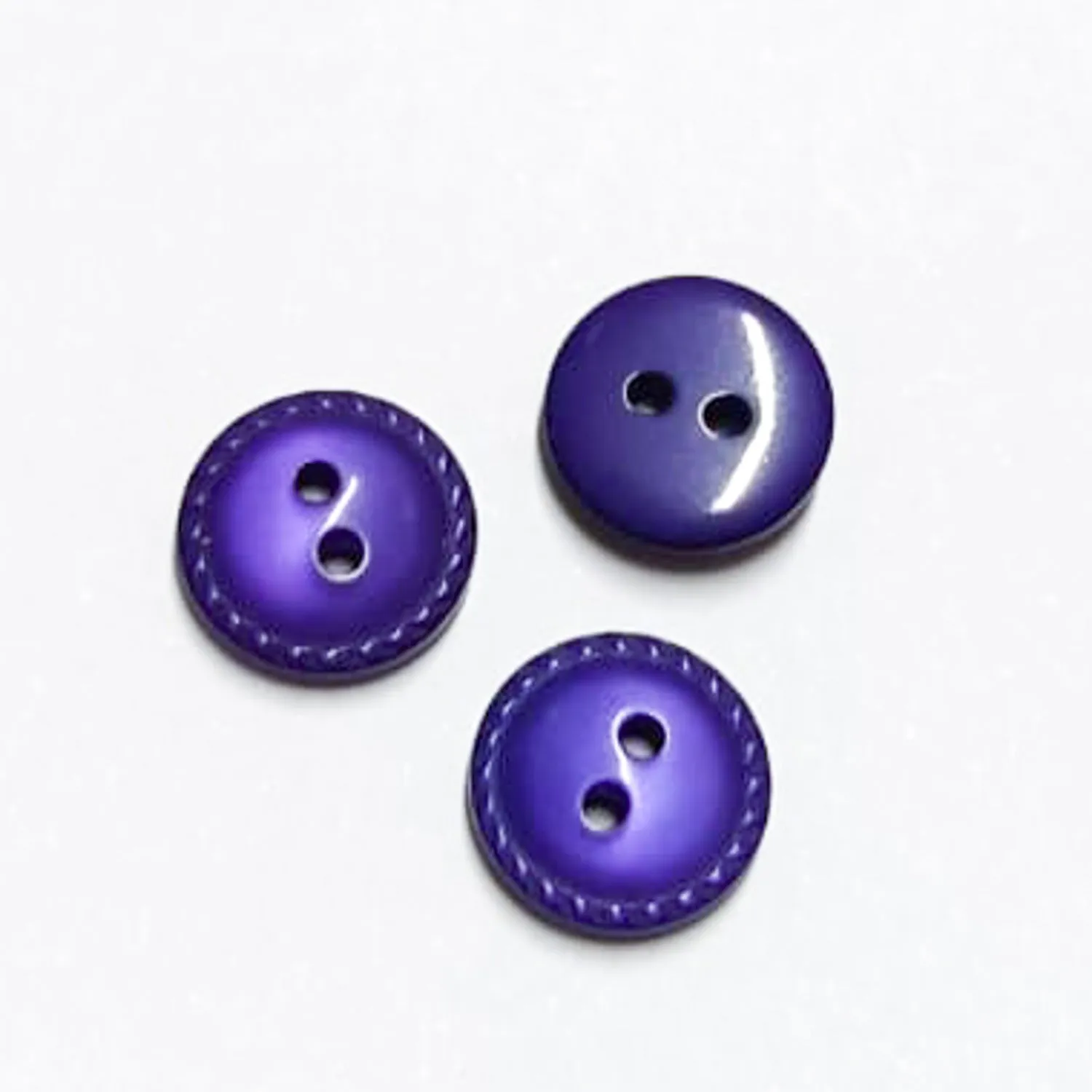 2 Hole Shiny Crimp Edge Button 12mm