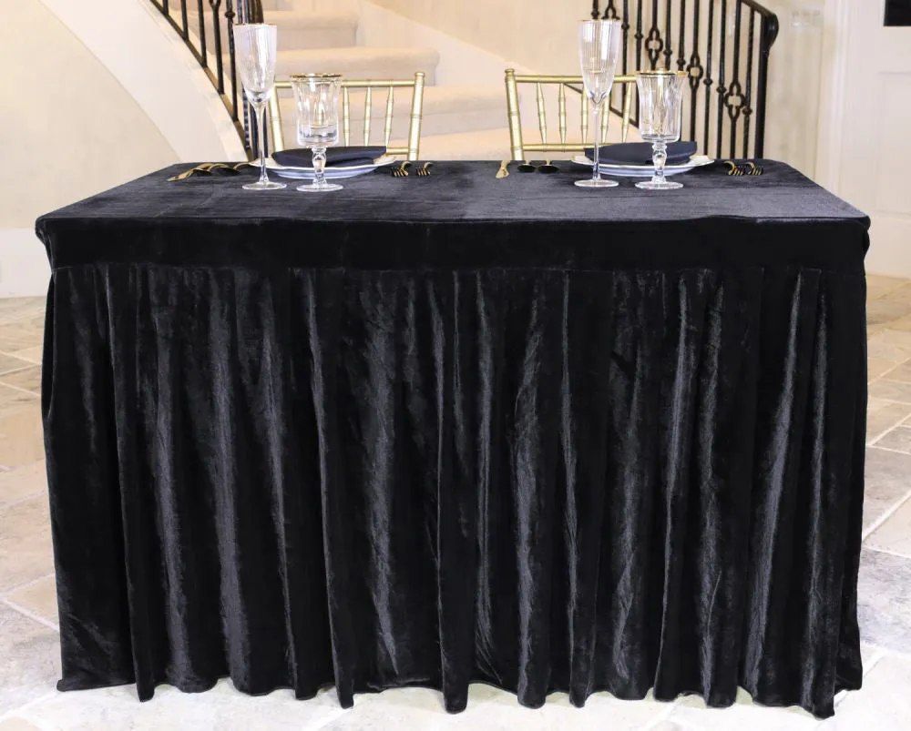 4 ft. Fitted Velvet Table Skirt (7 Colors)