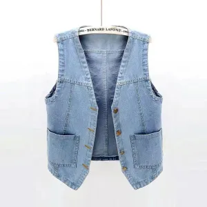 Alr™ Women's V-Neck Denim Vest, Light Blue