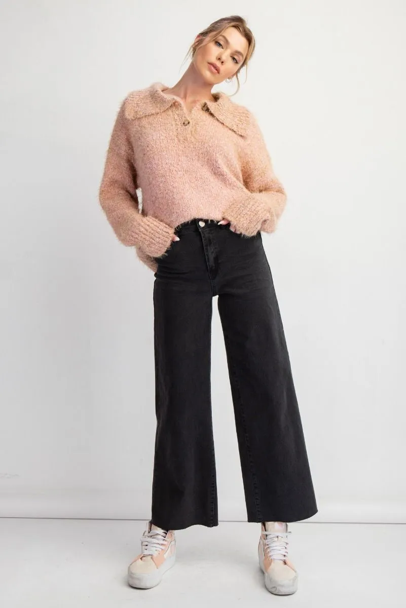 Black Soft Stretch Twill High Waisted Pants