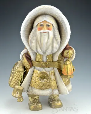 Burgundy and Gold Bundled up Russian Santa