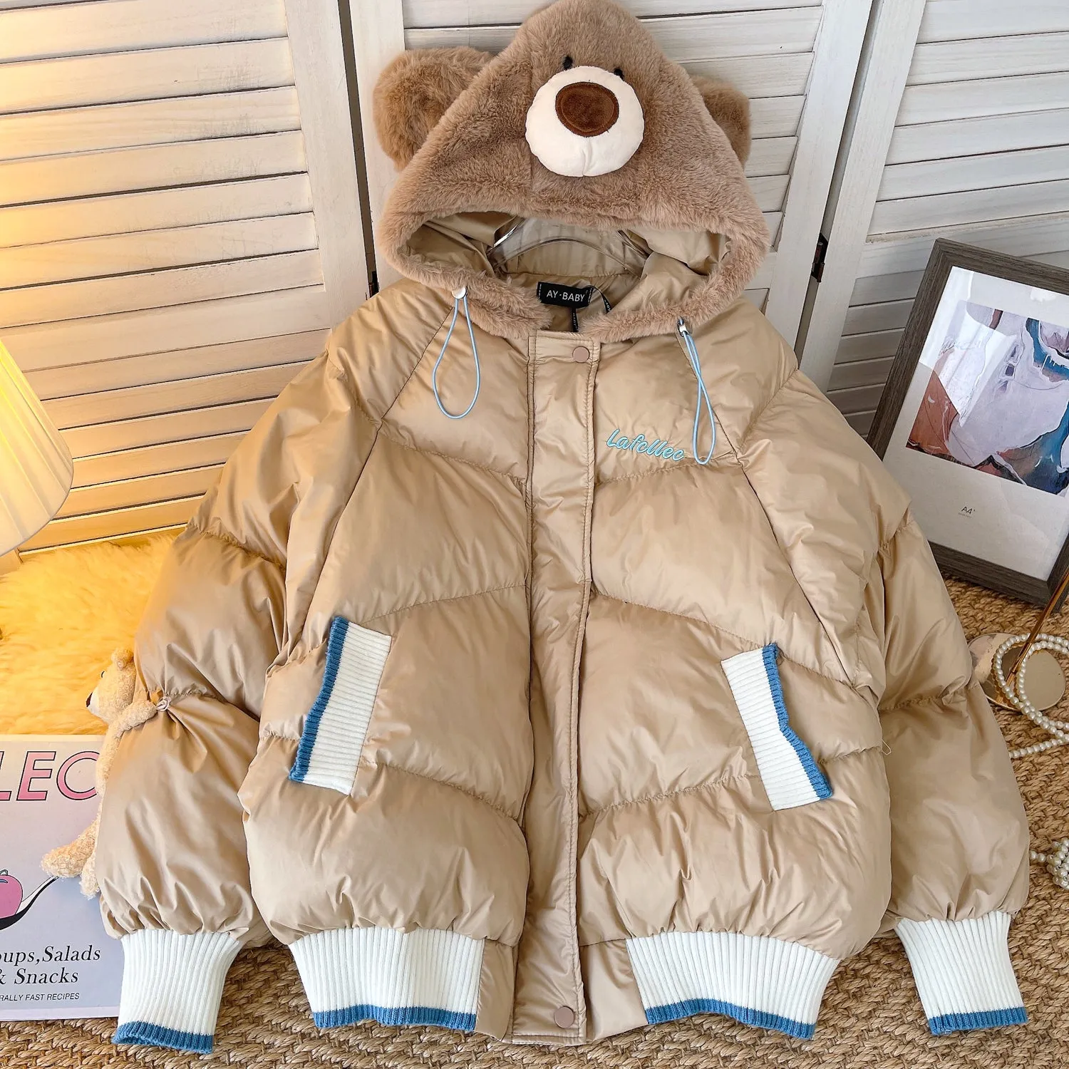 Cartoon Bear Hooded Padded Jacket