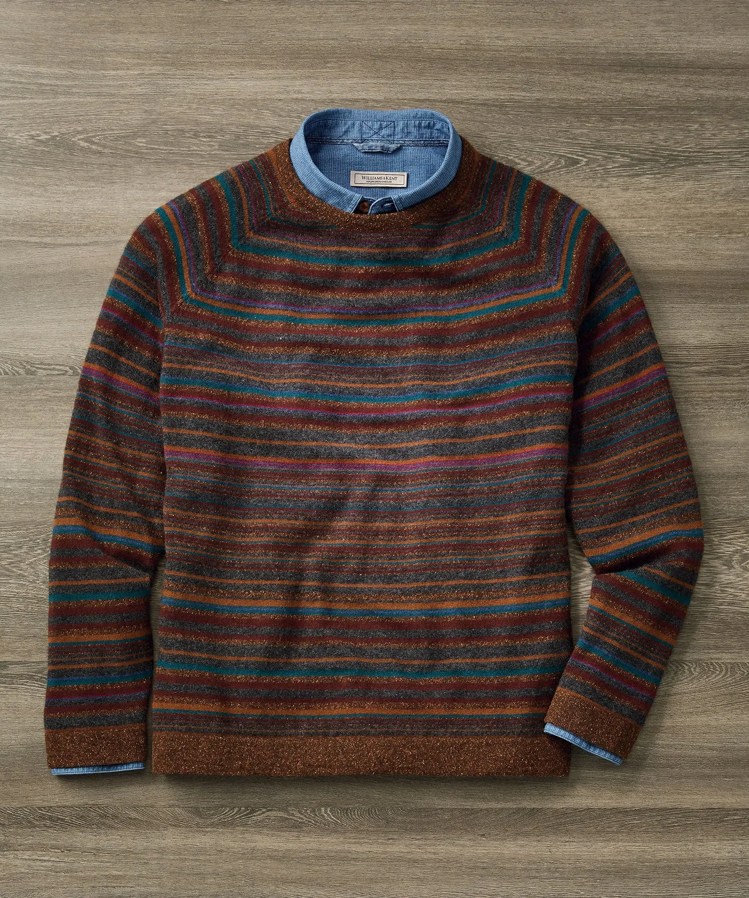 Cashmere Blend Multi-Stripe Crew Sweater