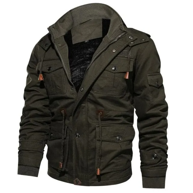 Casual Thick Thermal Fleece Hooded Winter Military Jacket