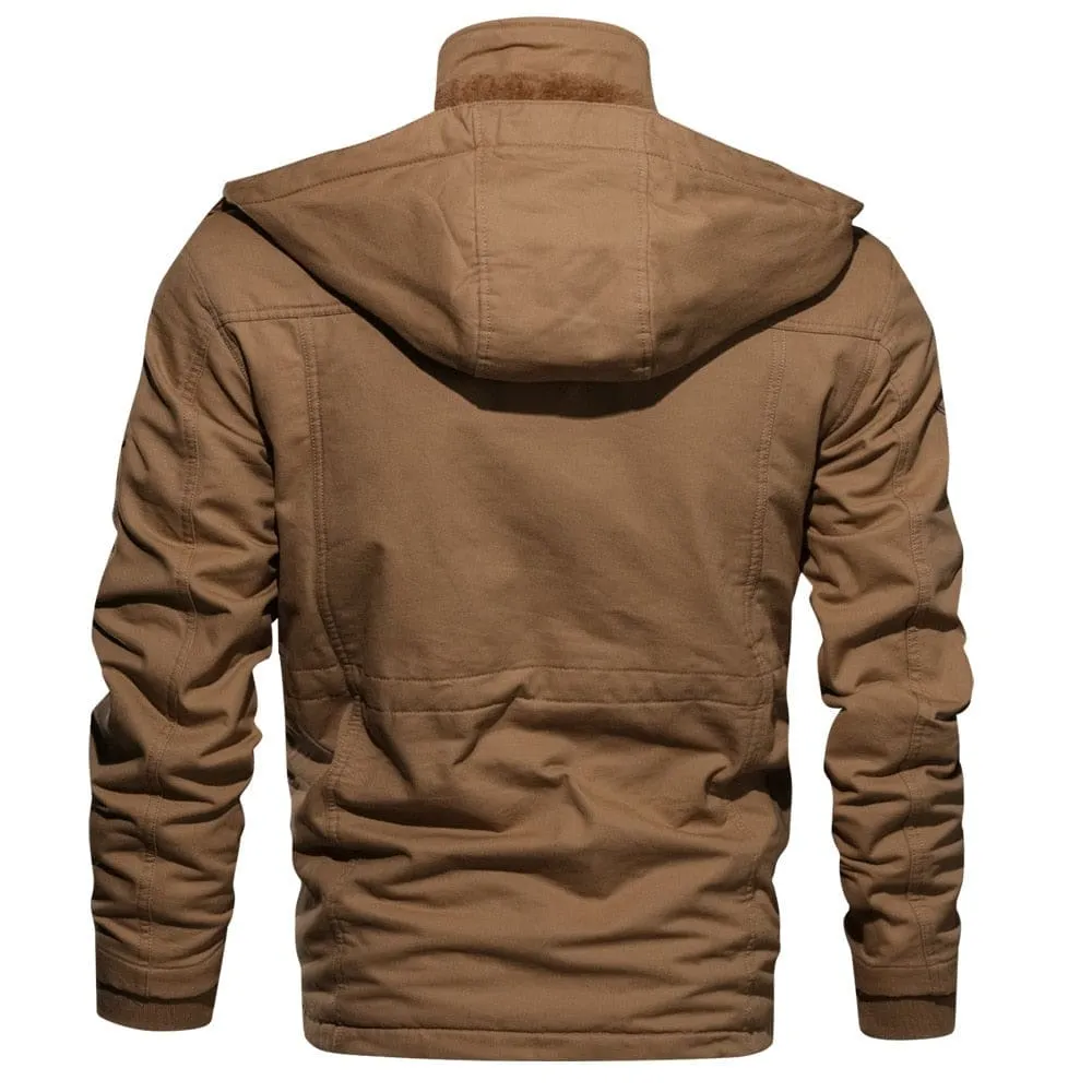 Casual Thick Thermal Fleece Hooded Winter Military Jacket