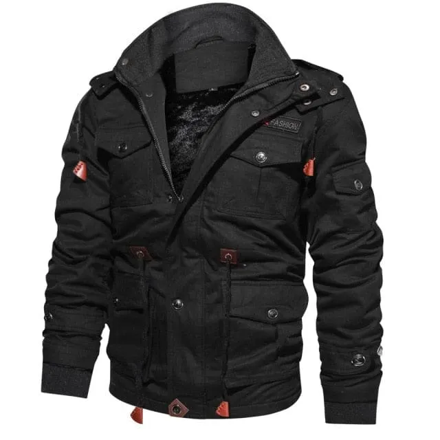 Casual Thick Thermal Fleece Hooded Winter Military Jacket