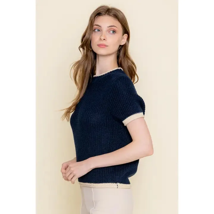 CONTRAST TRIM SWEATER