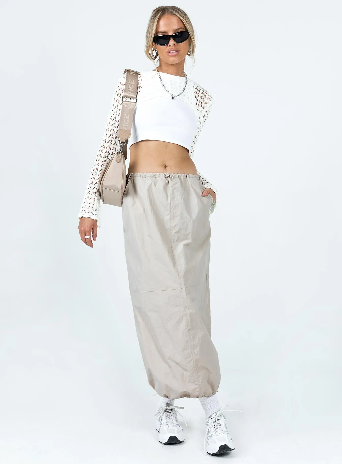 Crosswalk Maxi Skirt Beige