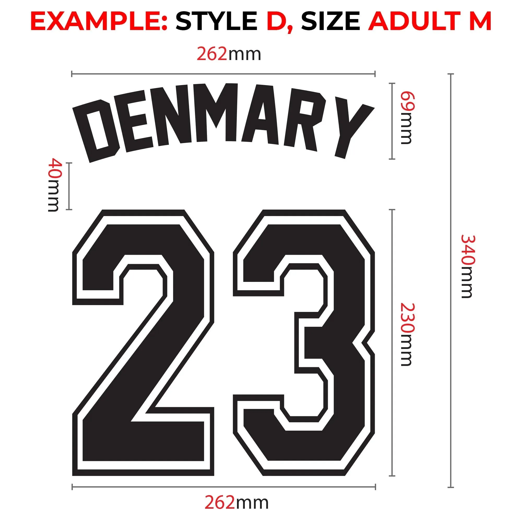 Custom Sport Numbers Iron-On Football T-Shirt Transfers | Player Name