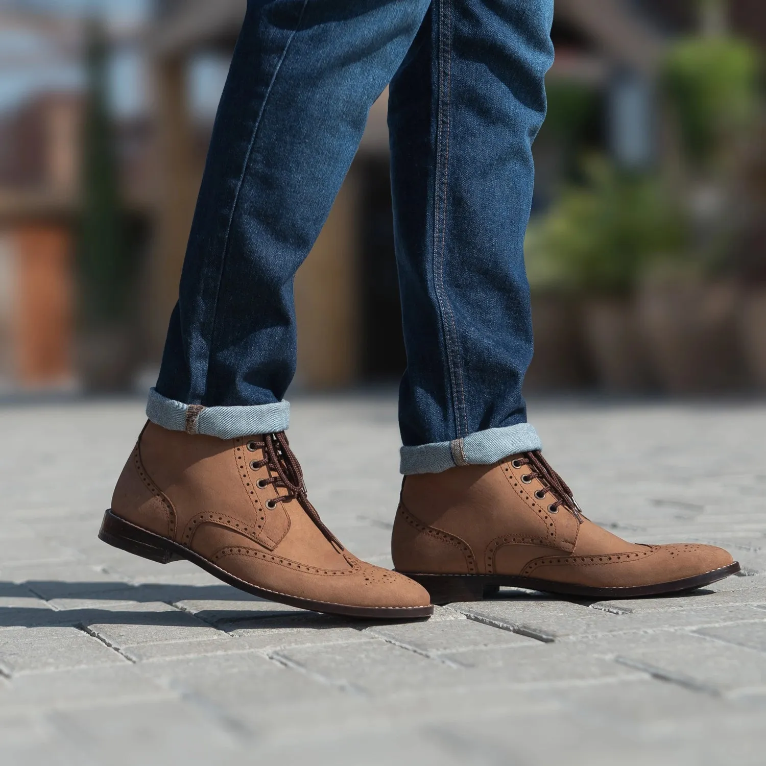 Duster Brogues Derby Brown Nubuck Leather Boots