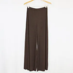 Elastic Waist Wide Leg Pants Brown