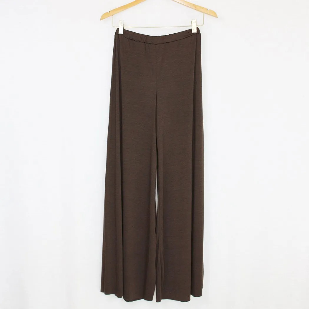 Elastic Waist Wide Leg Pants Brown