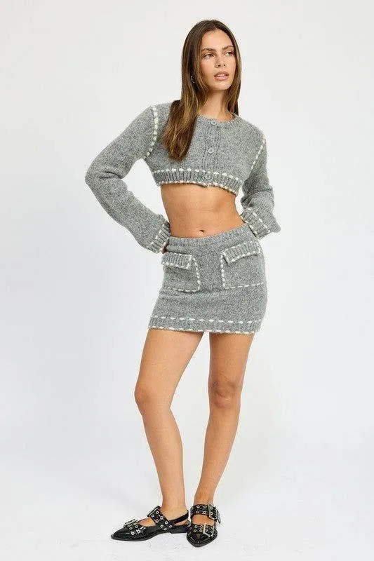 Emory Park Knit Mini Skirt With Contrasted Stitching