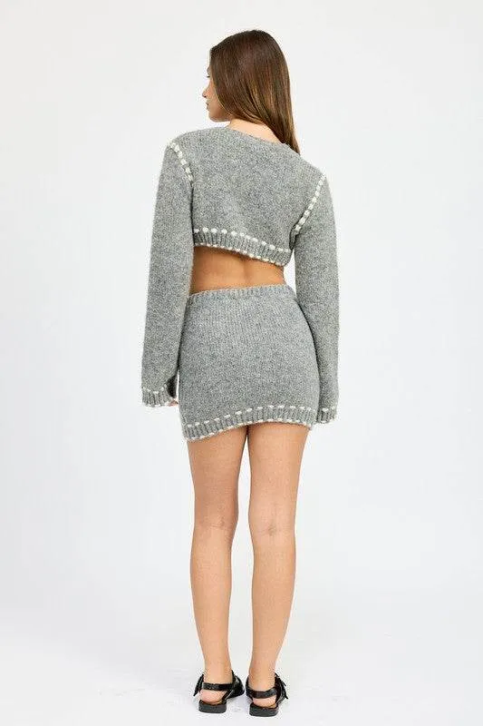 Emory Park Knit Mini Skirt With Contrasted Stitching