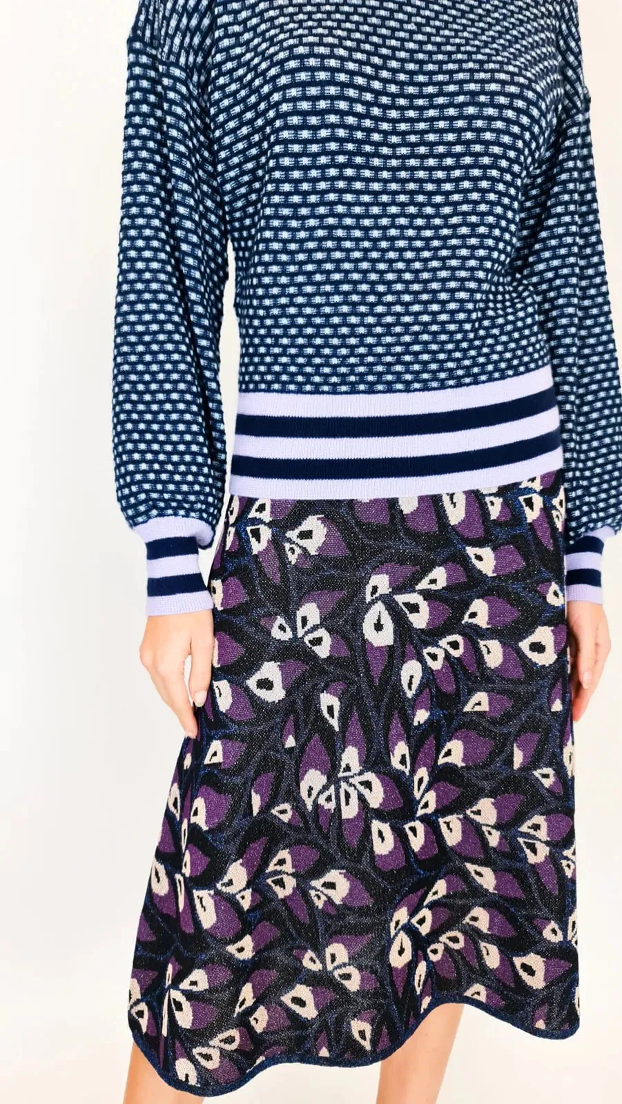 Flared Midi Skirt in Violet