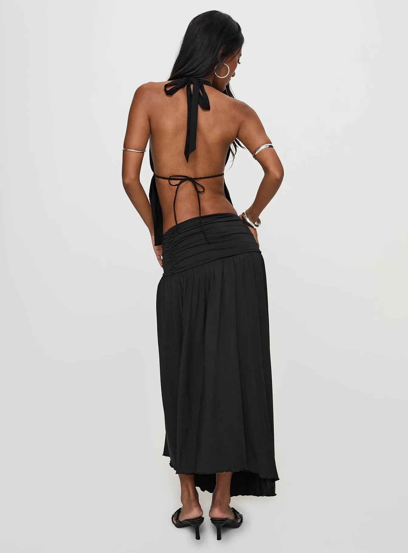 Gezabele Asymmetrical Maxi Skirt Black