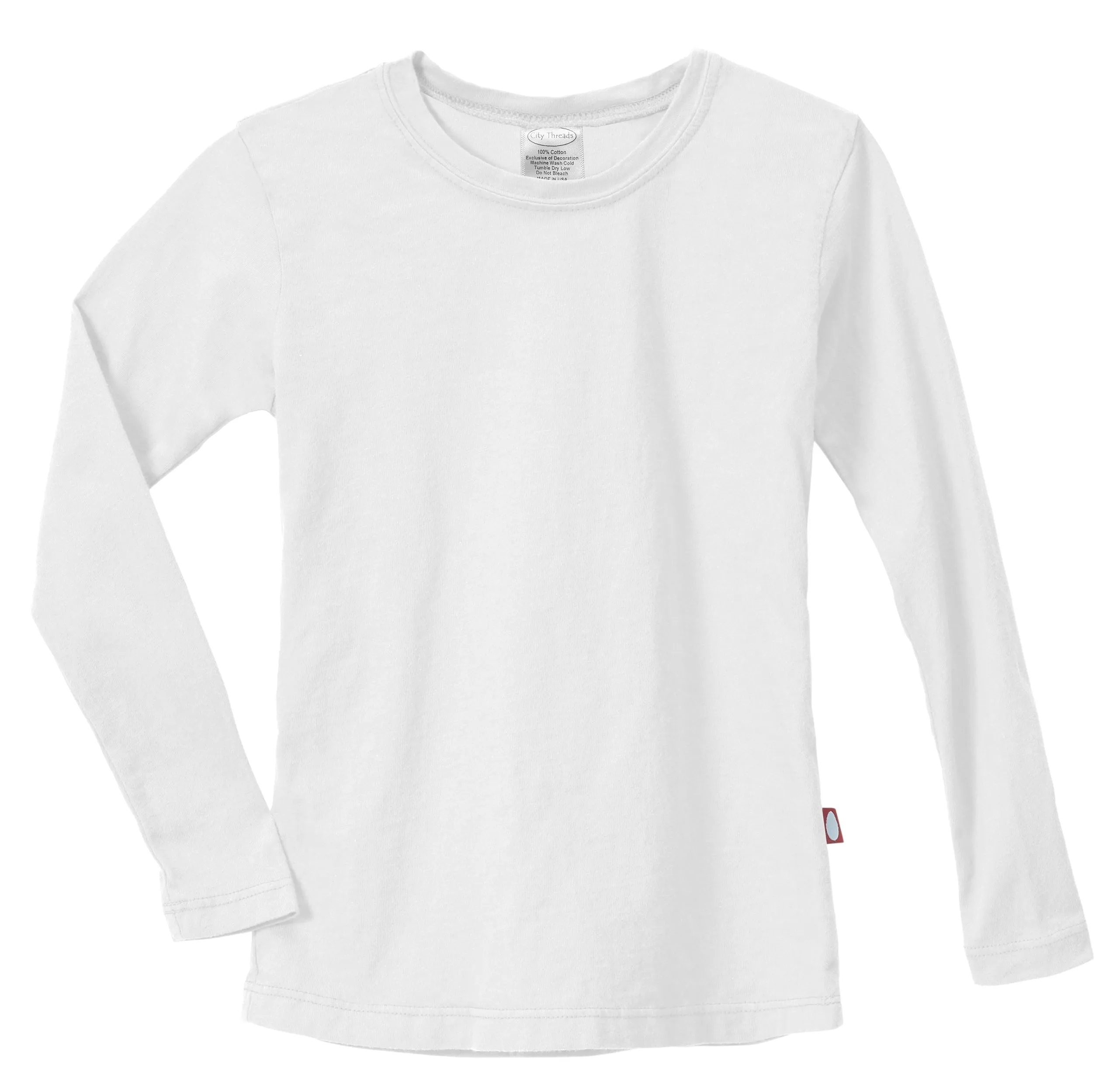 Girls Soft Cotton Jersey Long Sleeve Tee | White