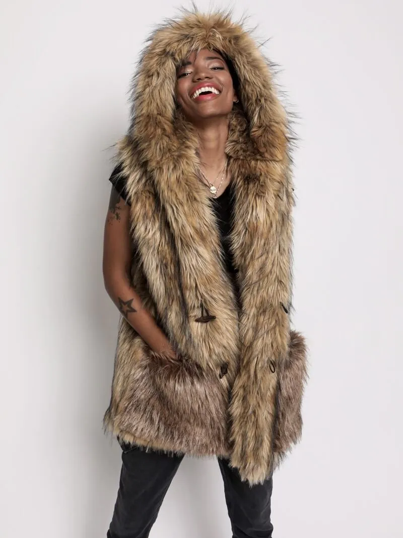 Golden Jackal Hooded Faux Fur Vest | Women's