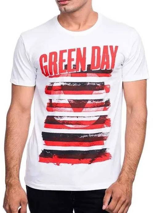 Green Day Stray Heart White Half Sleeve Men