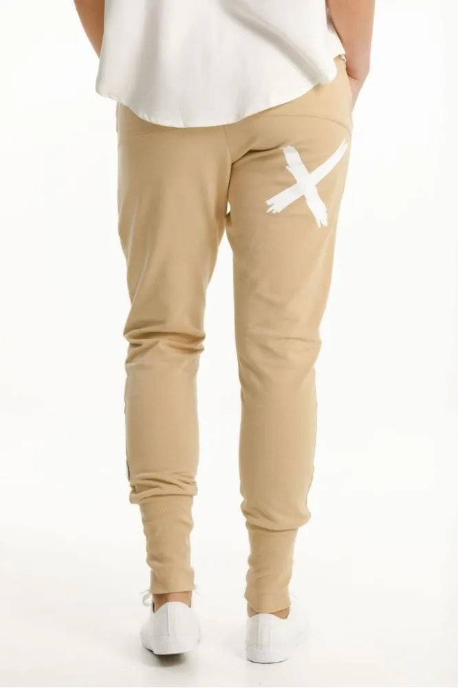 Home-Lee Apartment Pants Coffee Cream with White X