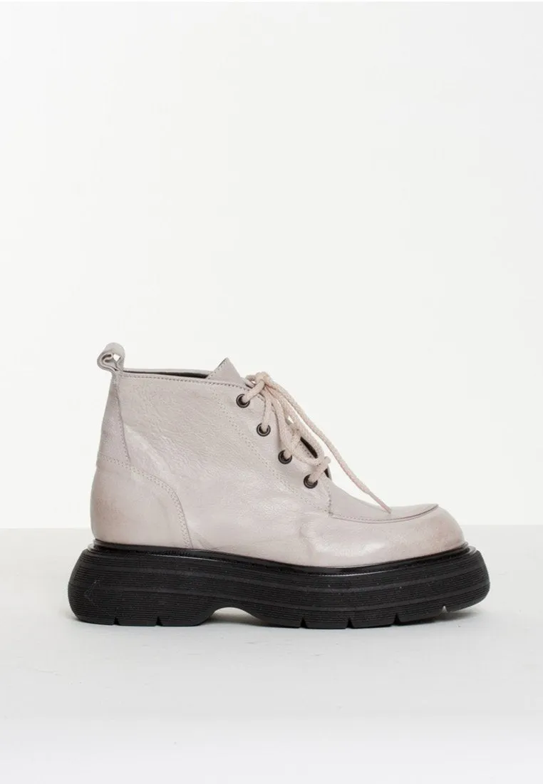 Ines Off White Ankle Boots