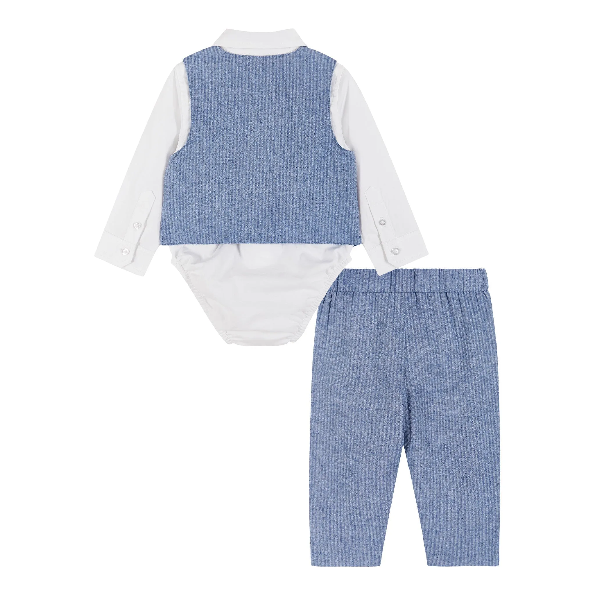 Infant 4-Piece Buttondown and Vest Set | Blue