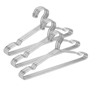 Jetdio 12.5" Children Stainless Steel Clothes Shirts Hanger with Grooves, Children Hanger, Cute Small Strong Coats Hanger for Kids, 30Pack (Silver)