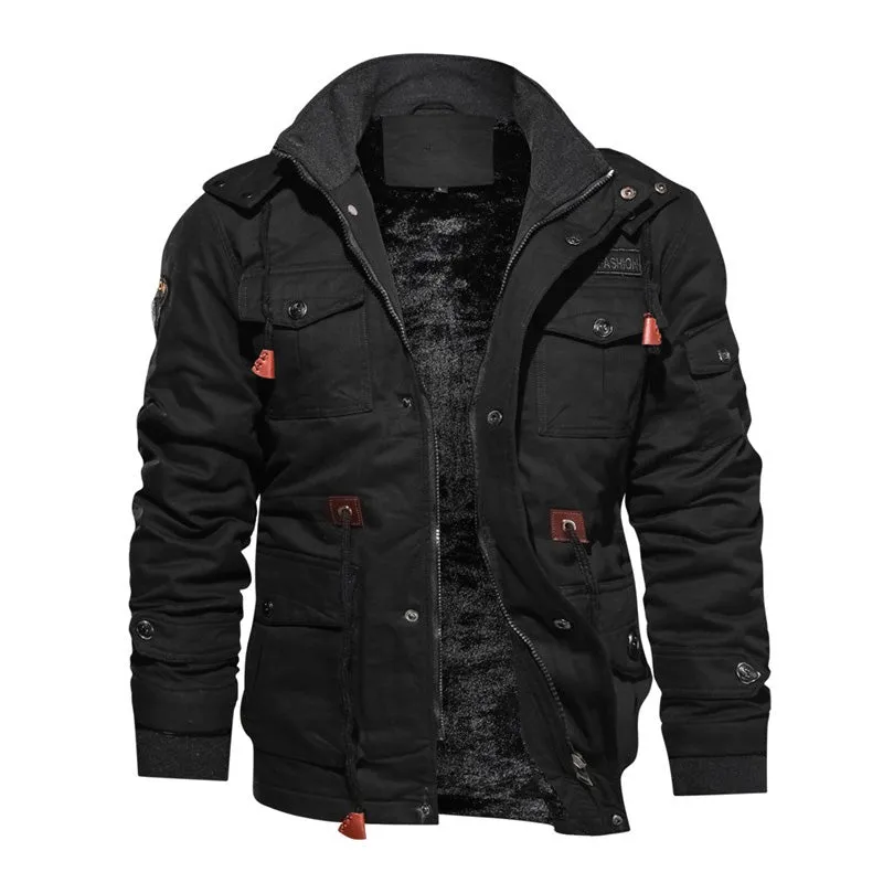 Male Winter Fleece Jackets / Warm Hooded Coat / Thermal Thick Outerwear / Military Jacket for Men