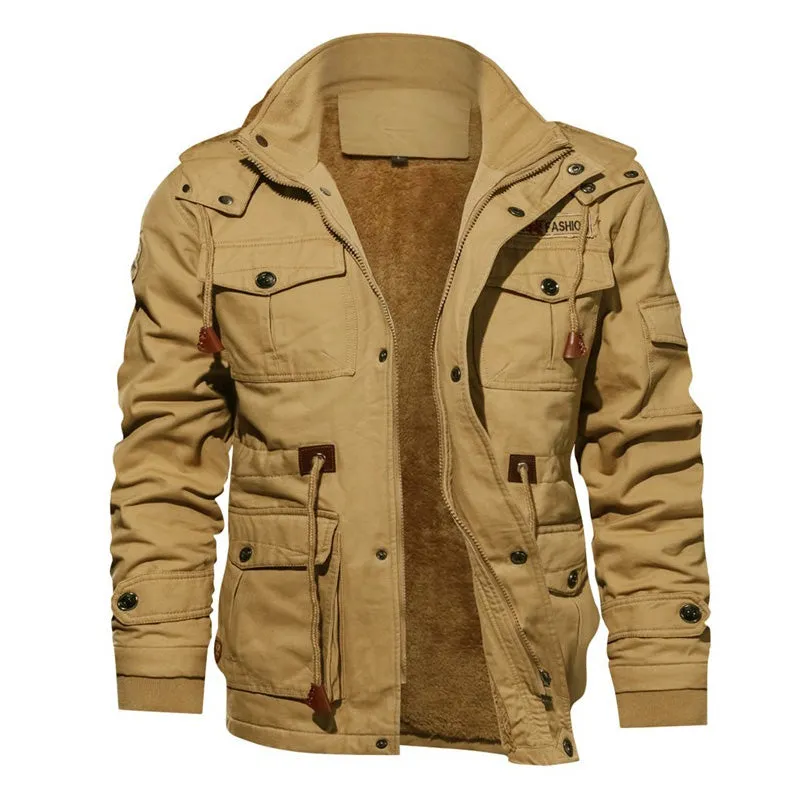 Male Winter Fleece Jackets / Warm Hooded Coat / Thermal Thick Outerwear / Military Jacket for Men