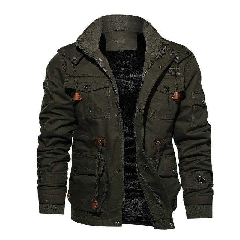 Male Winter Fleece Jackets / Warm Hooded Coat / Thermal Thick Outerwear / Military Jacket for Men