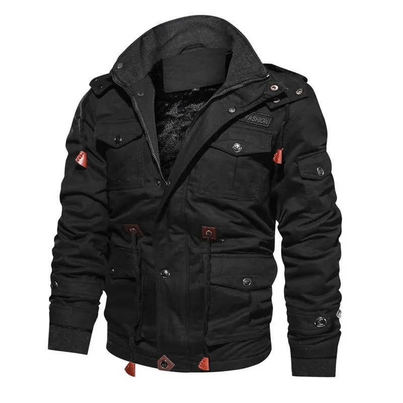 Male Winter Fleece Jackets / Warm Hooded Coat / Thermal Thick Outerwear / Military Jacket for Men