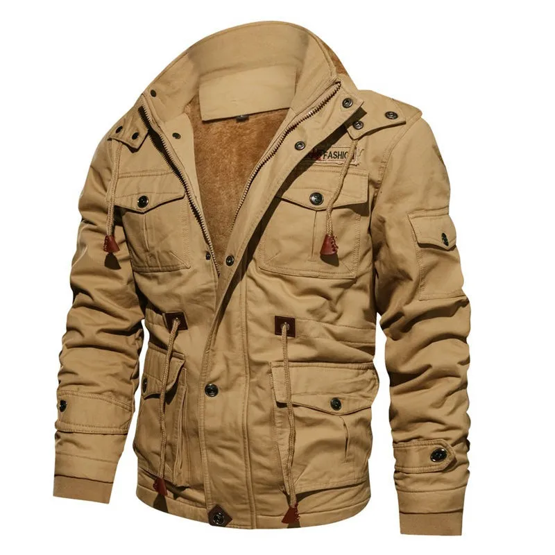 Male Winter Fleece Jackets / Warm Hooded Coat / Thermal Thick Outerwear / Military Jacket for Men