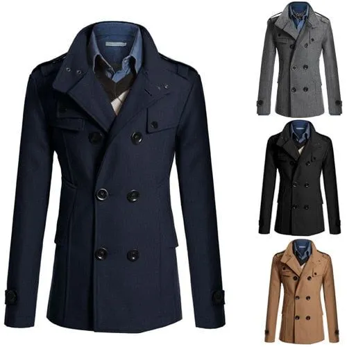 Men's Winter Coats Wool Blend Double Breasted Jackets