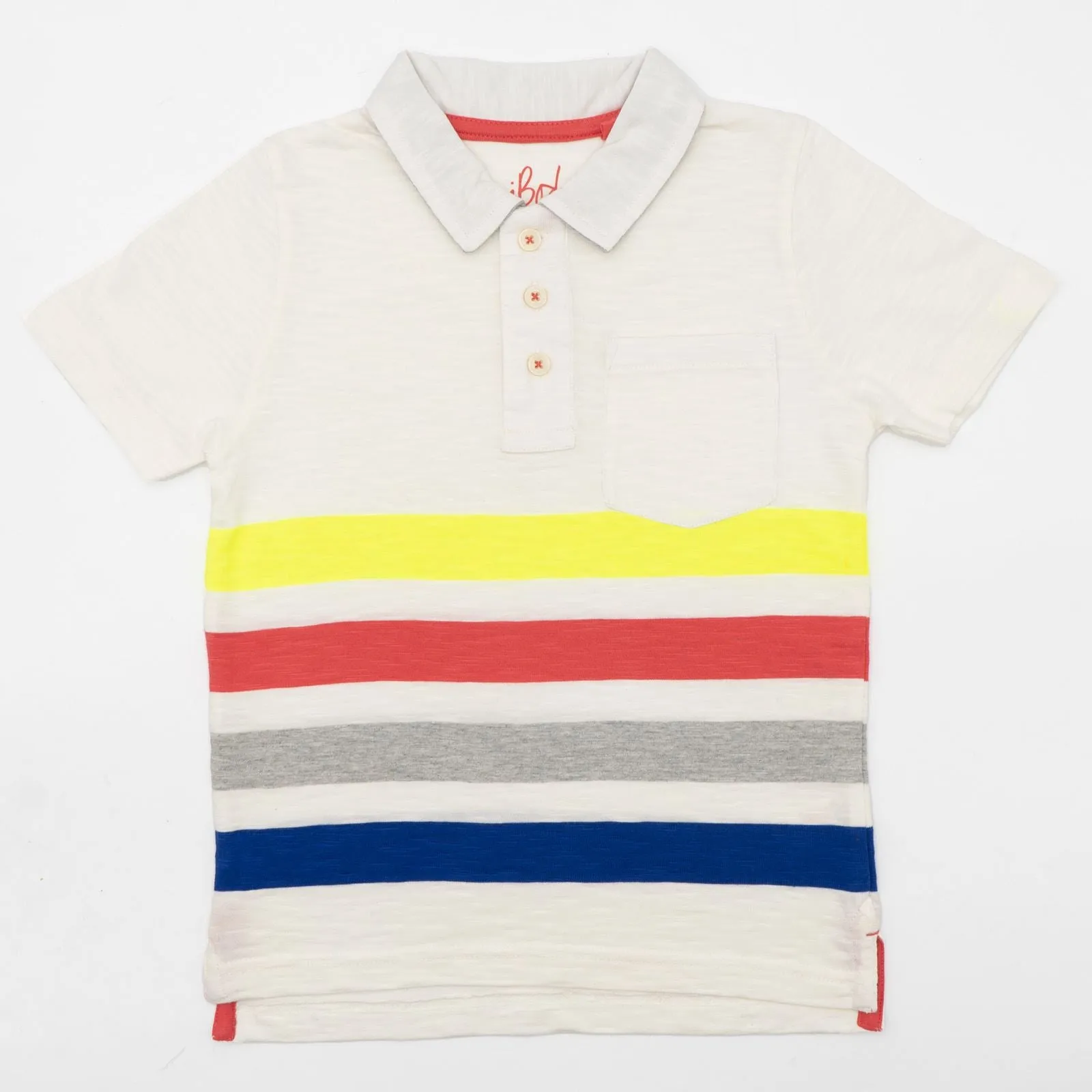 Mini Boden Boys White Rainbow Short Sleeve Polo Shirts