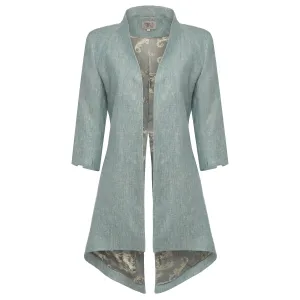 Morgana Linen Short Coat - Sky Blue