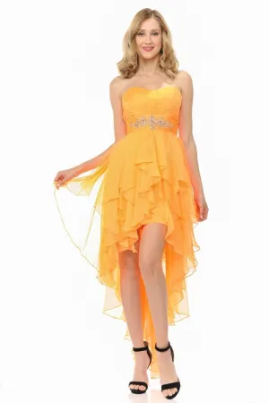 Neon Orange High Low Prom Dress