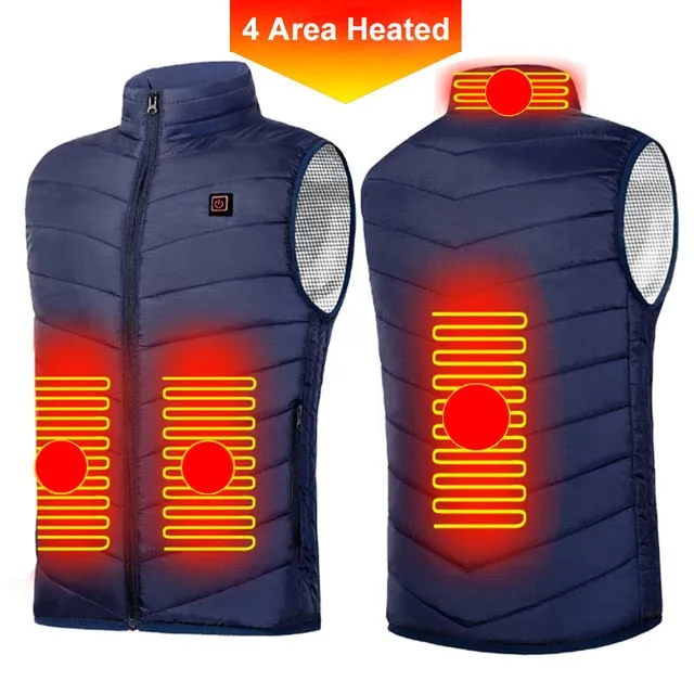 New 9 Areas Heated Vest Men Women USB Electric Heating Thermal Jacket