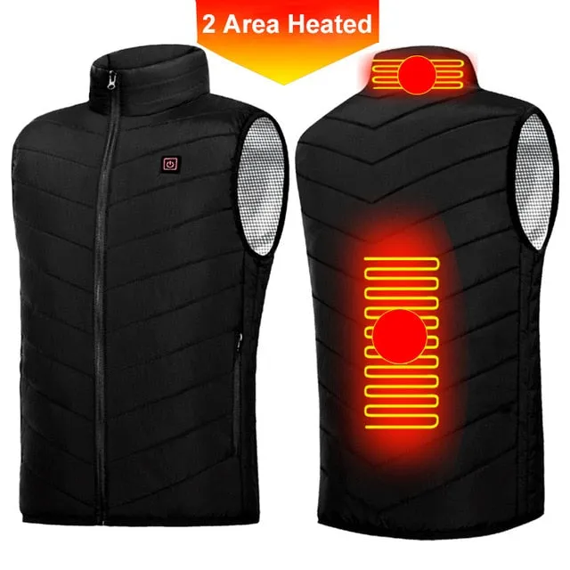 New 9 Areas Heated Vest Men Women USB Electric Heating Thermal Jacket