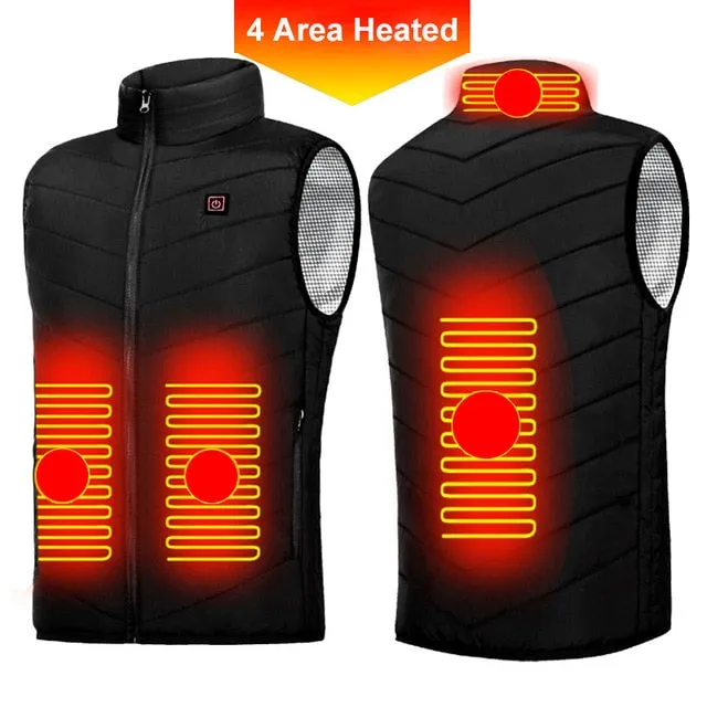 New 9 Areas Heated Vest Men Women USB Electric Heating Thermal Jacket