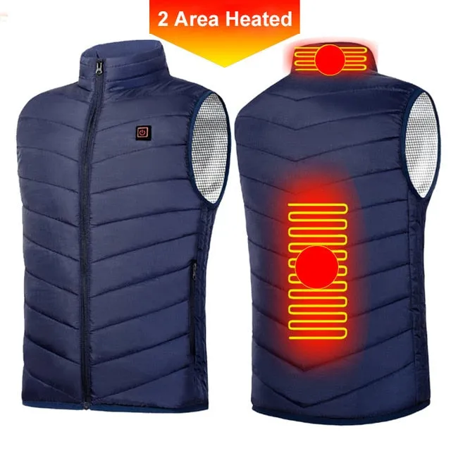 New 9 Areas Heated Vest Men Women USB Electric Heating Thermal Jacket