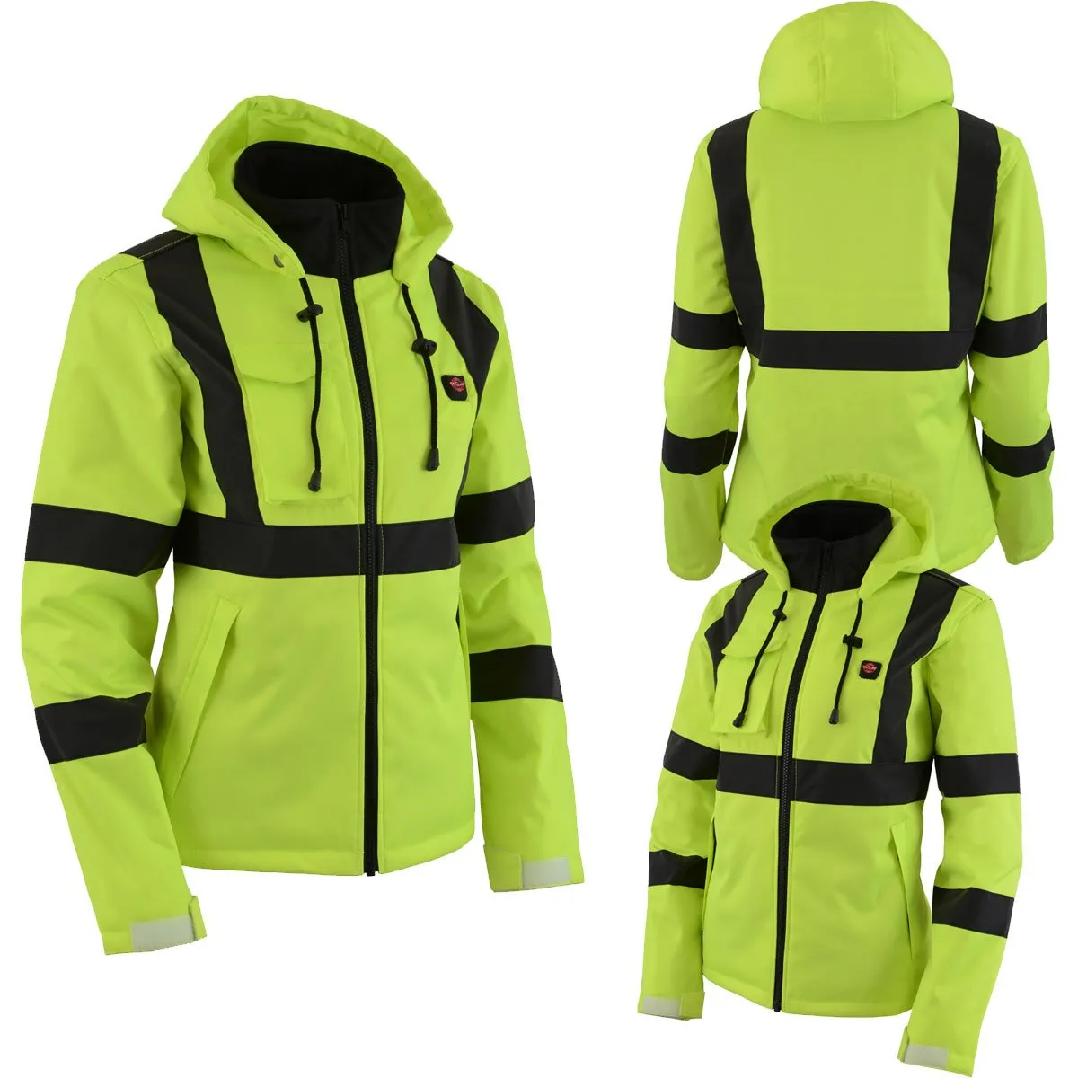 Nexgen Heat MPL2773SET Women's Heated Hoodie High-Viz Reflective - Zipper Front Sweatshirt Jacket w/ Battery Pack