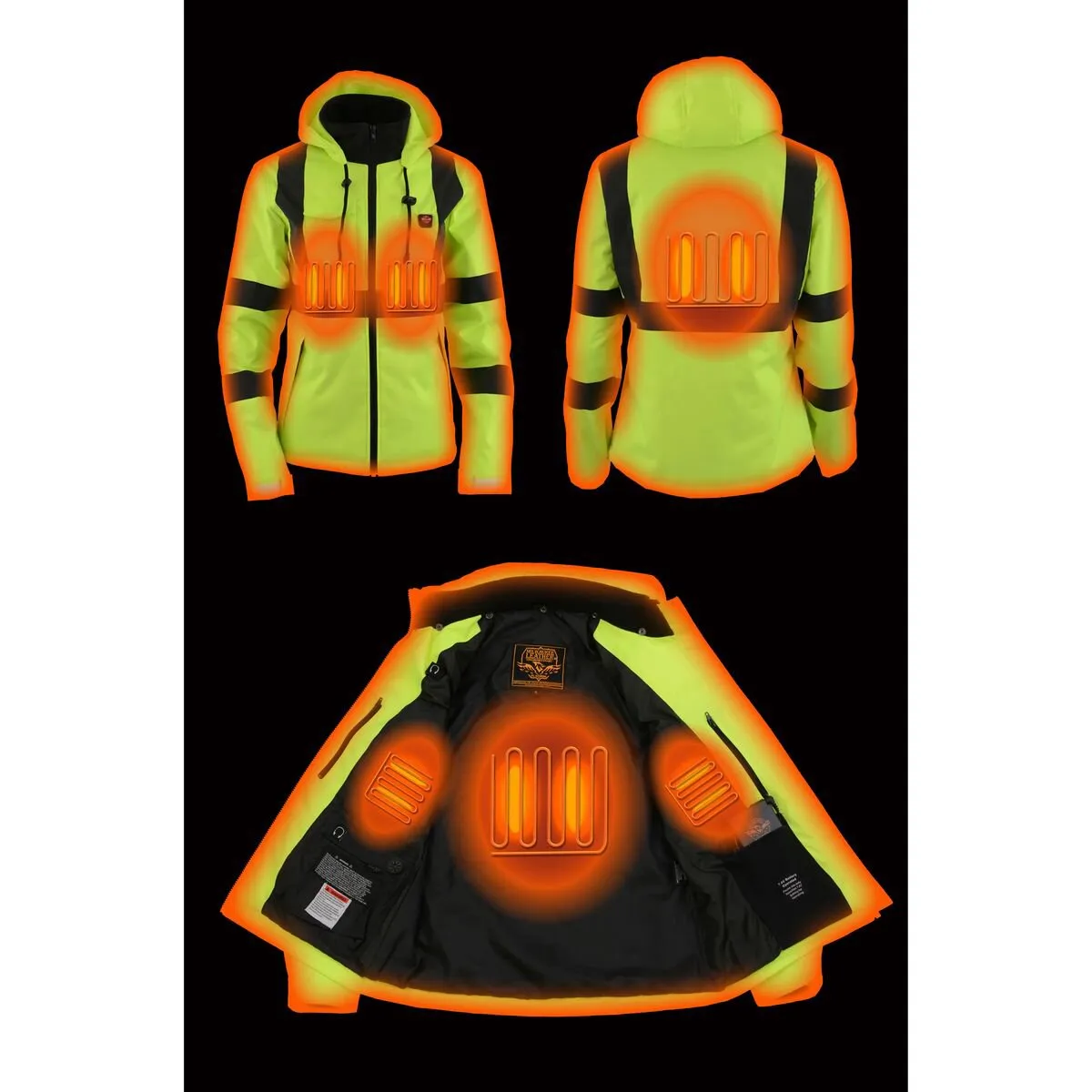 Nexgen Heat MPL2773SET Women's Heated Hoodie High-Viz Reflective - Zipper Front Sweatshirt Jacket w/ Battery Pack