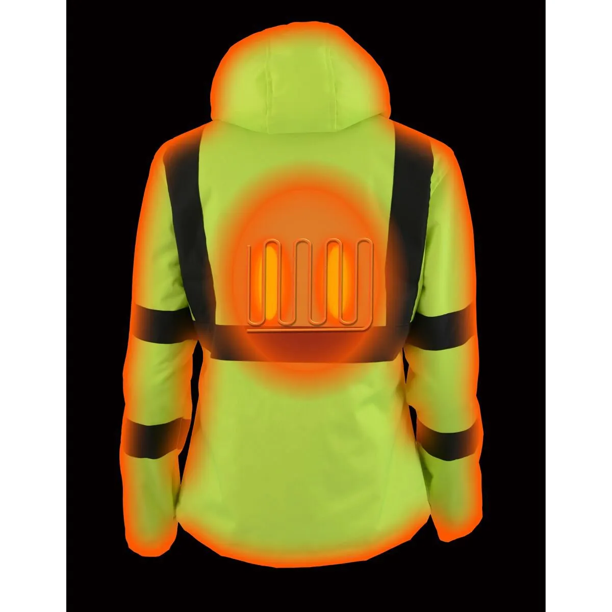 Nexgen Heat MPL2773SET Women's Heated Hoodie High-Viz Reflective - Zipper Front Sweatshirt Jacket w/ Battery Pack