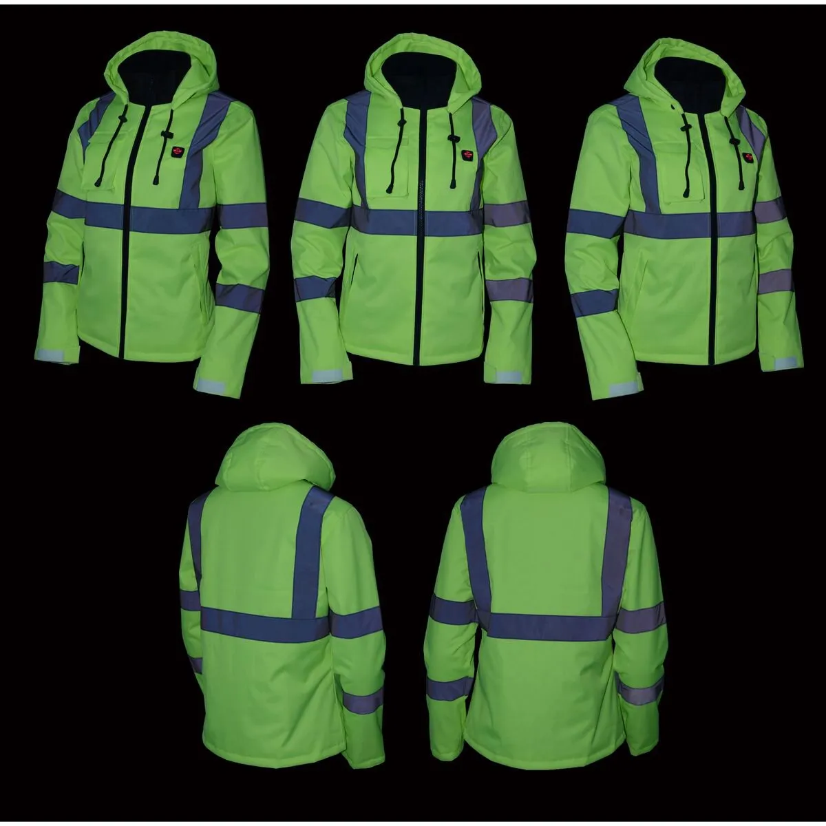 Nexgen Heat MPL2773SET Women's Heated Hoodie High-Viz Reflective - Zipper Front Sweatshirt Jacket w/ Battery Pack