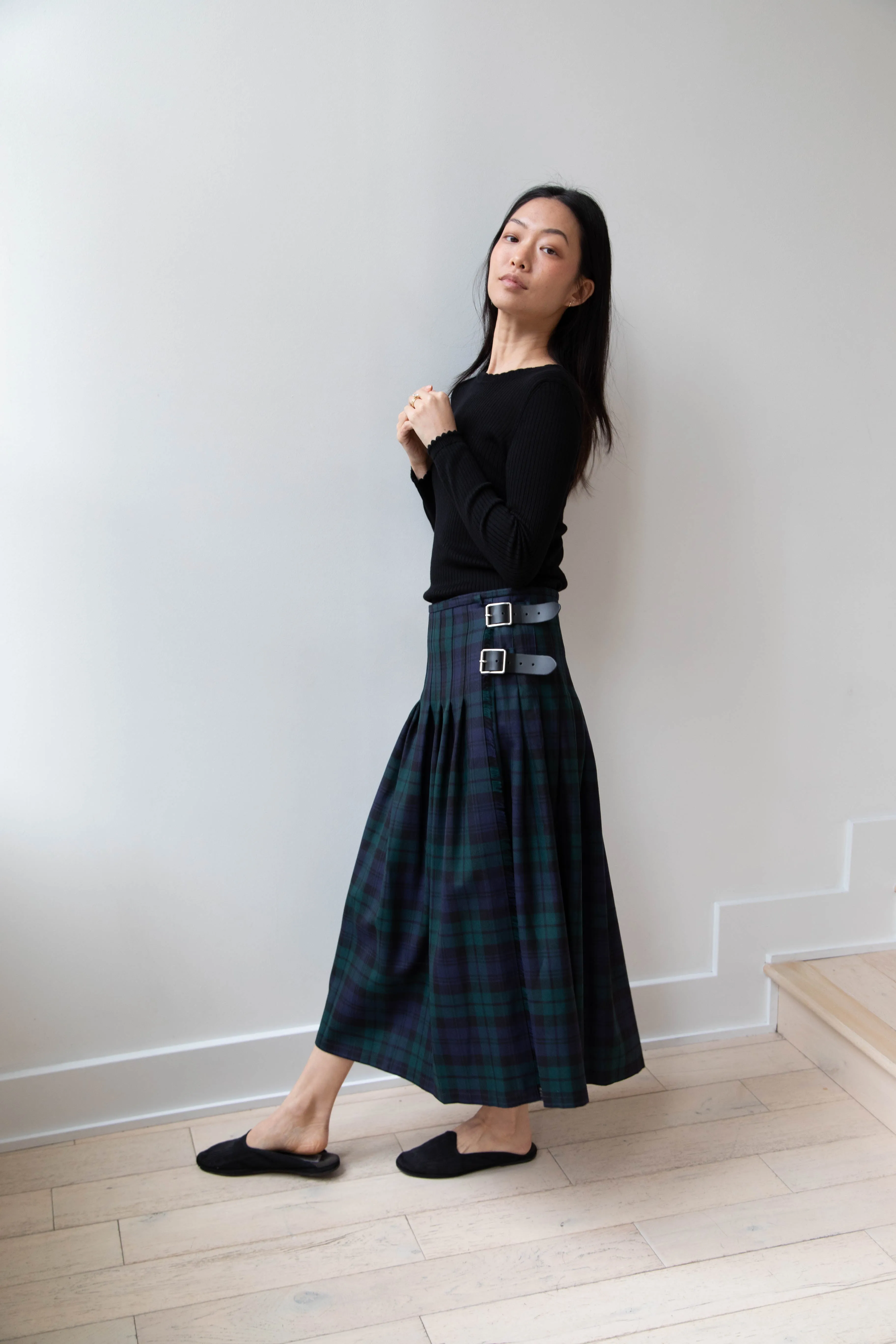 O'Neil of Dublin | Pleated Skirt in Black Watch