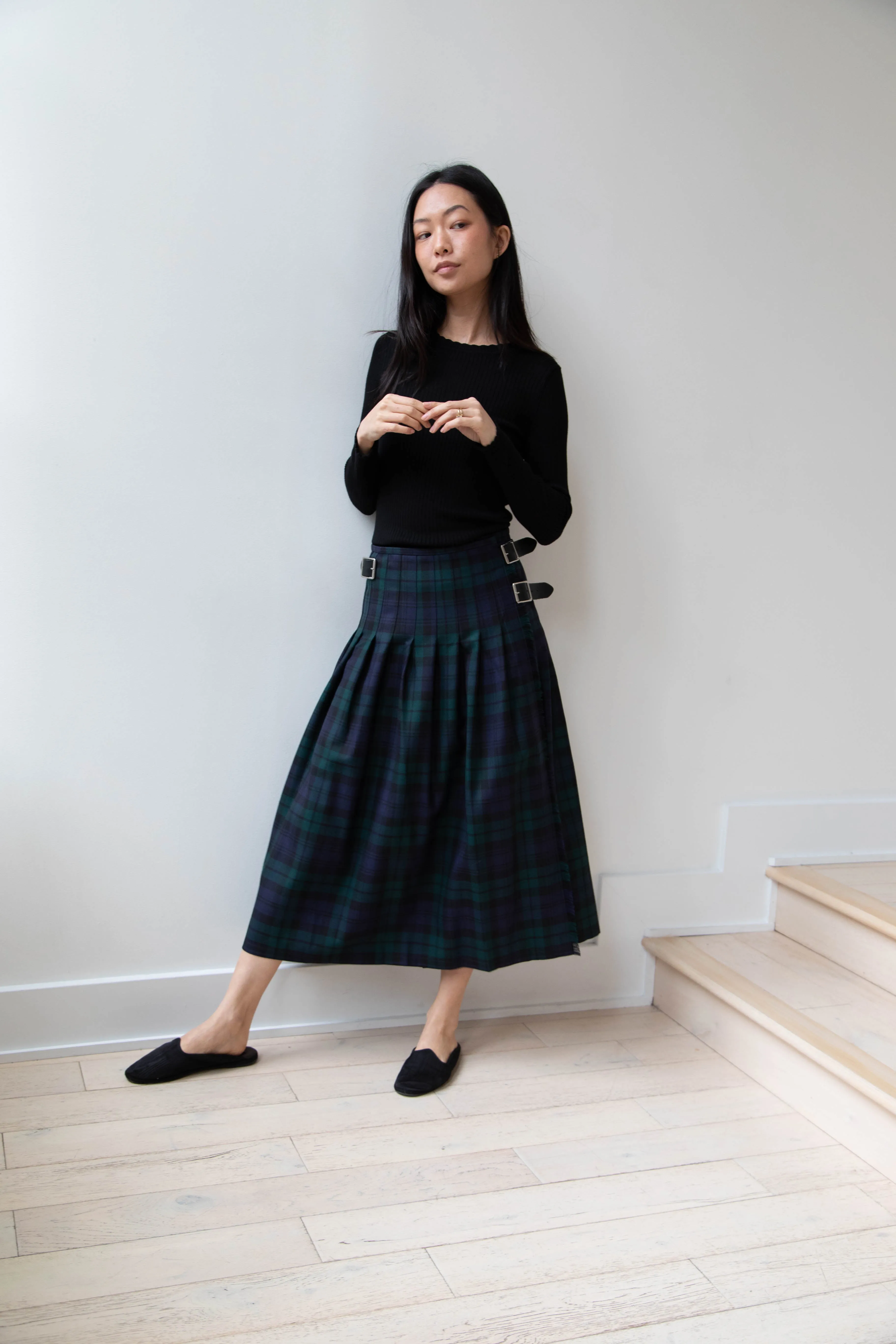 O'Neil of Dublin | Pleated Skirt in Black Watch