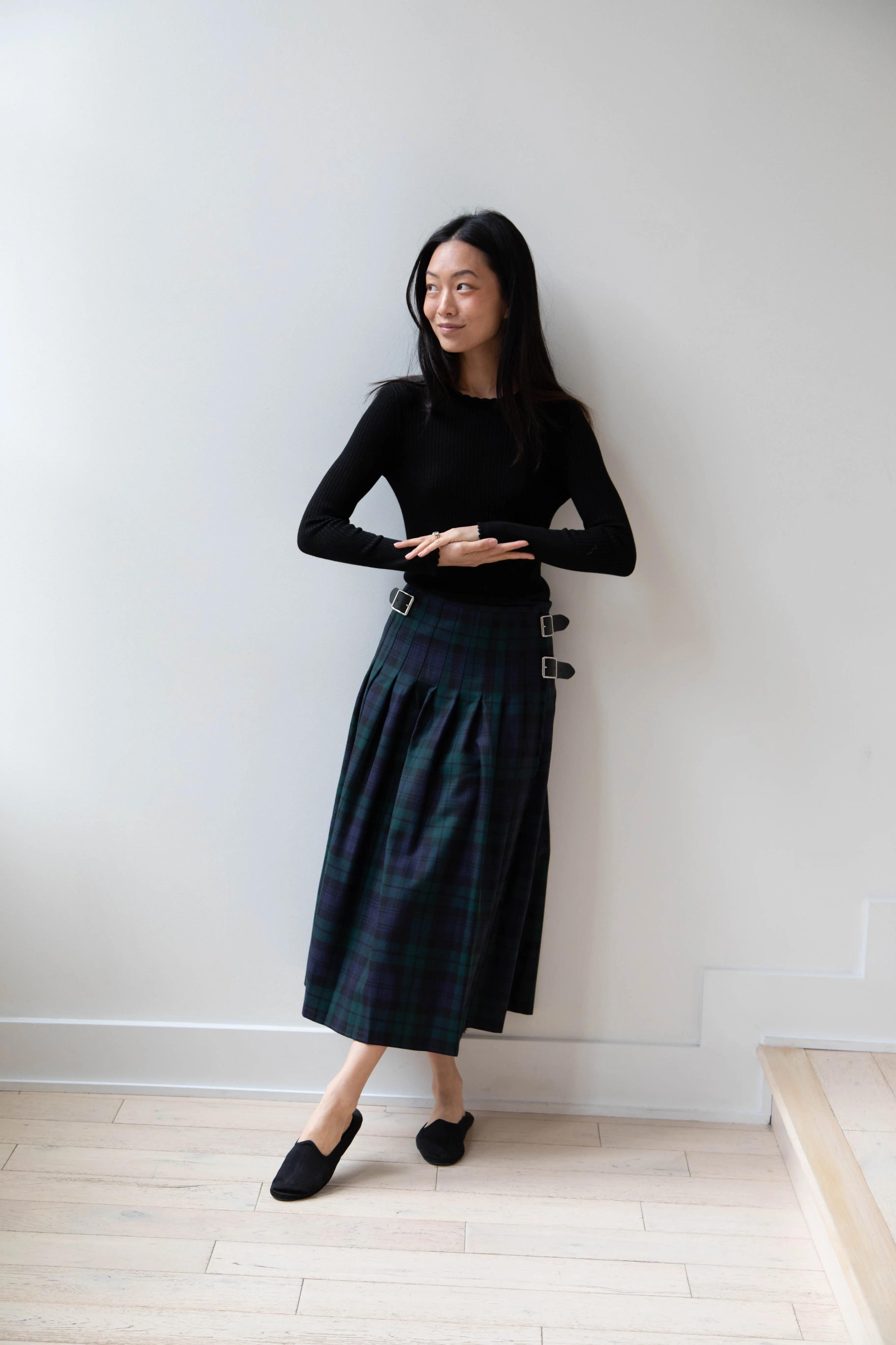 O'Neil of Dublin | Pleated Skirt in Black Watch